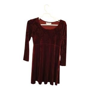 Motherhood Maternity Vintage 90s Size Medium Burgundy Velvet Dress Tie Back EUC